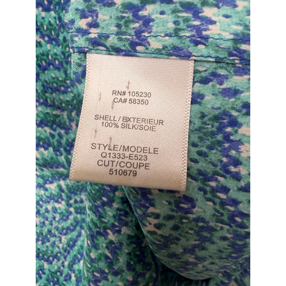 Equipment Blue Green Silk Print Shirt Women S