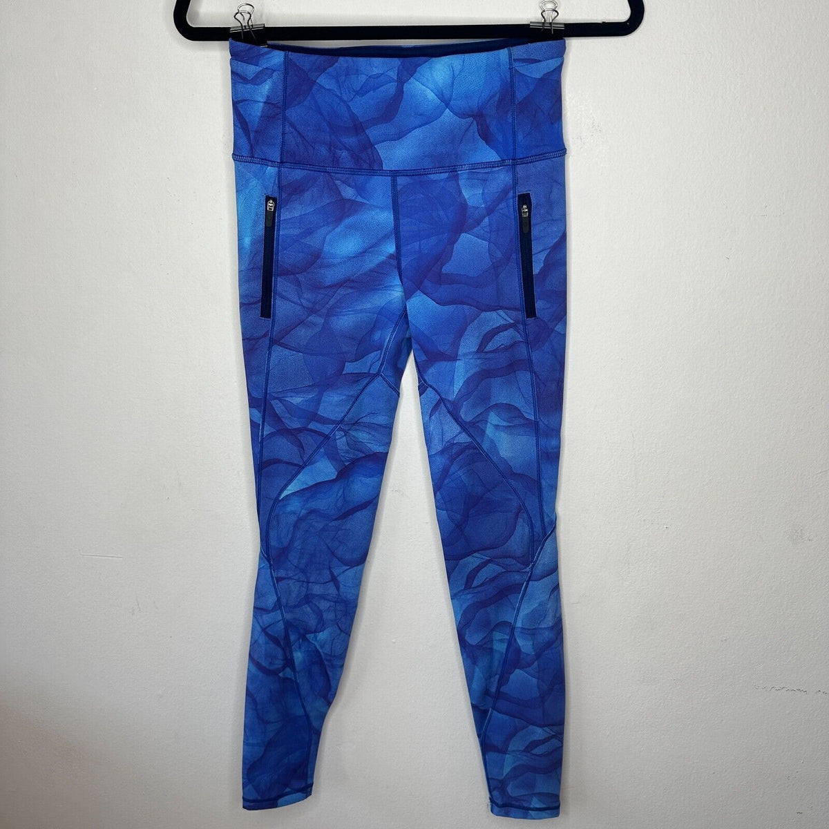 Lululemon Blue Run It Out High Waist Full Length Midnight Tulle Yoga Zip Pant S