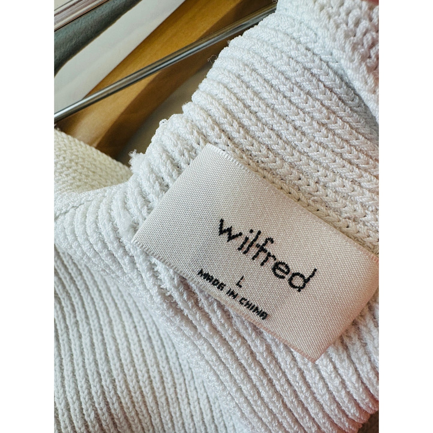 Wilfred Ivory White Knit Criss Cross Crop Sweater Top Large