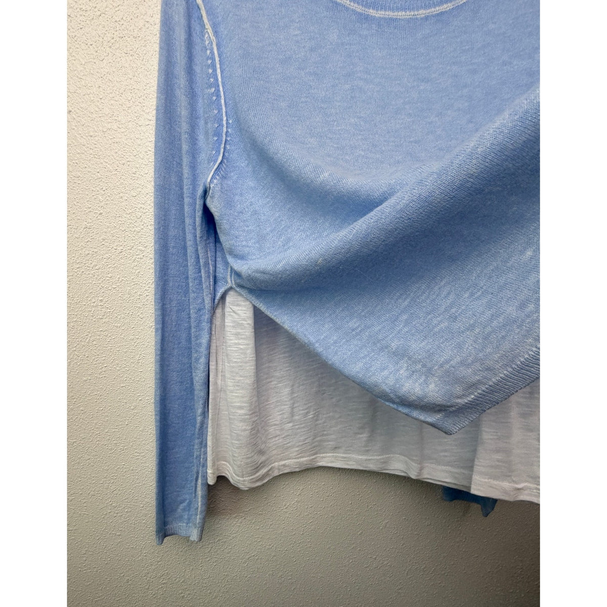Nati Blue White Layered Knit Sweater Women M