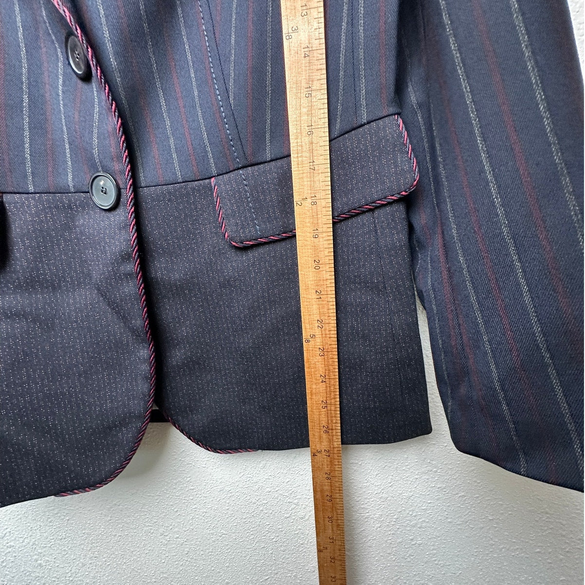 Piazza Sempione Colorblock Pinstripe Blazer Black/Red Women US 12