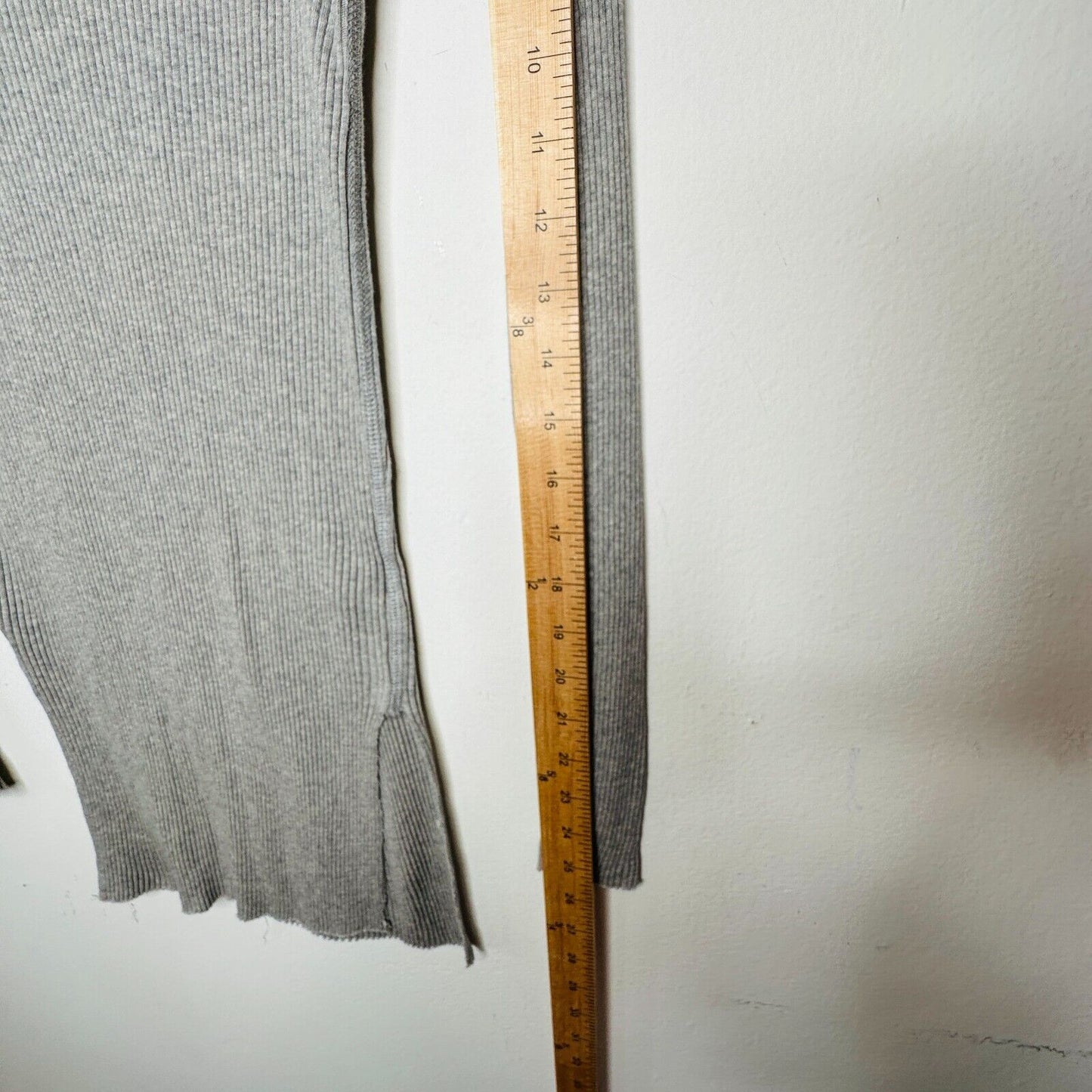 Helmut Lang Gray Turtleneck Long Sleeve Ribbed Knit Mini Dress Longline Top Med