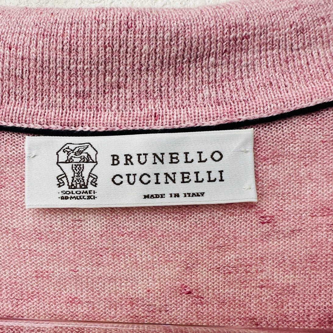 Brunello Cucinelli Polo Pink Men US XL Linen Knit