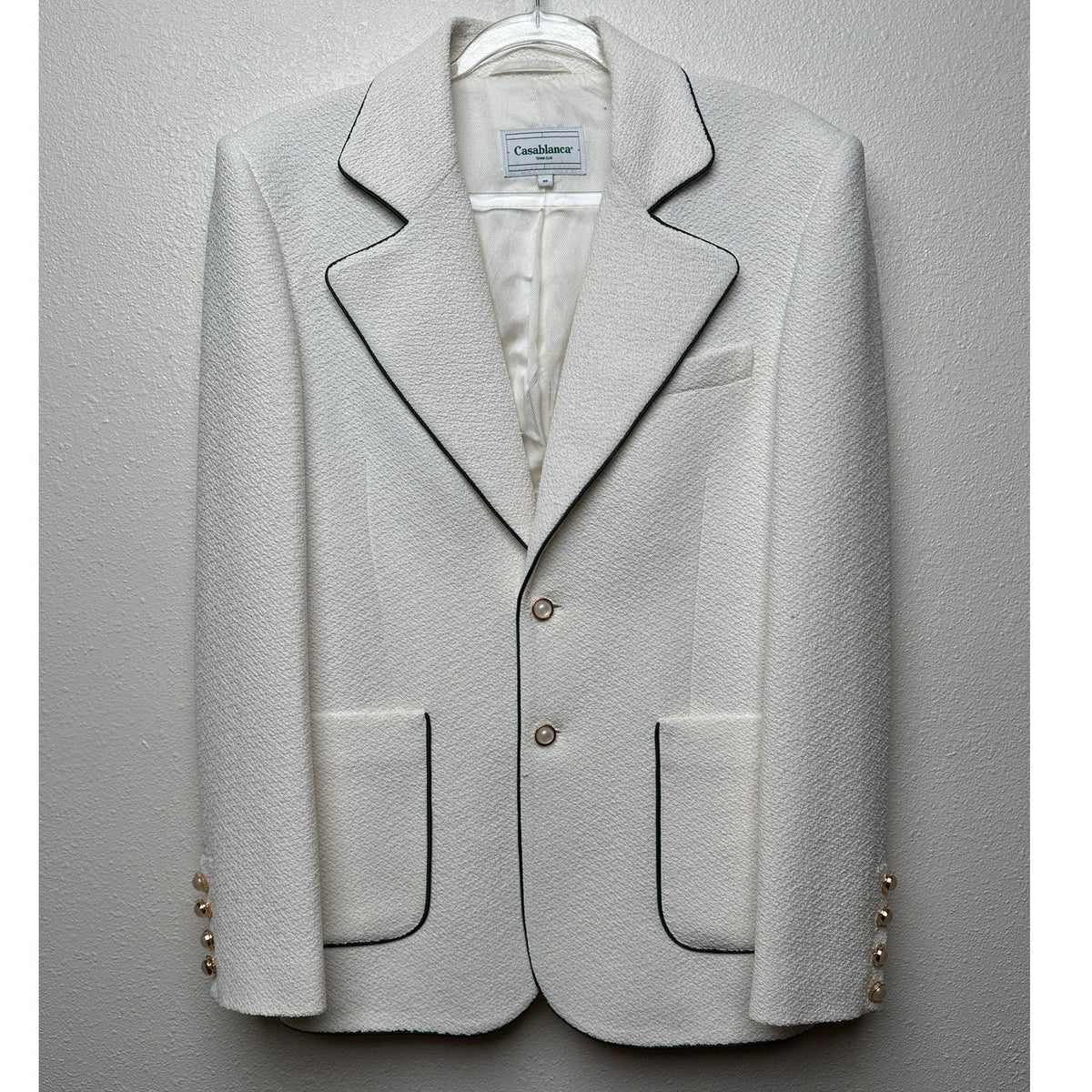 Casablanca Tennis Club Ivory Piped Blazer Men's US 38