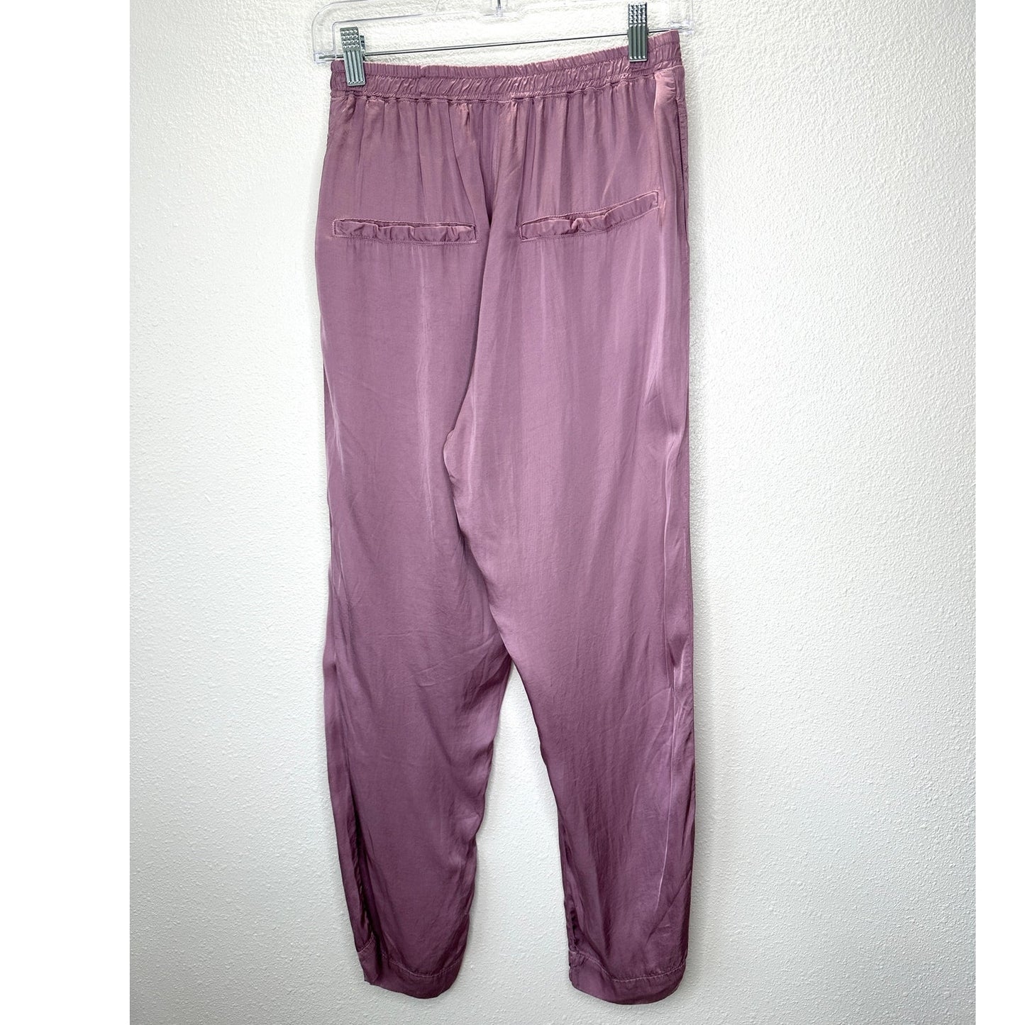 Light Purple Shimmer Satin Pocketed Elastic Waist Jogger style Pants Small