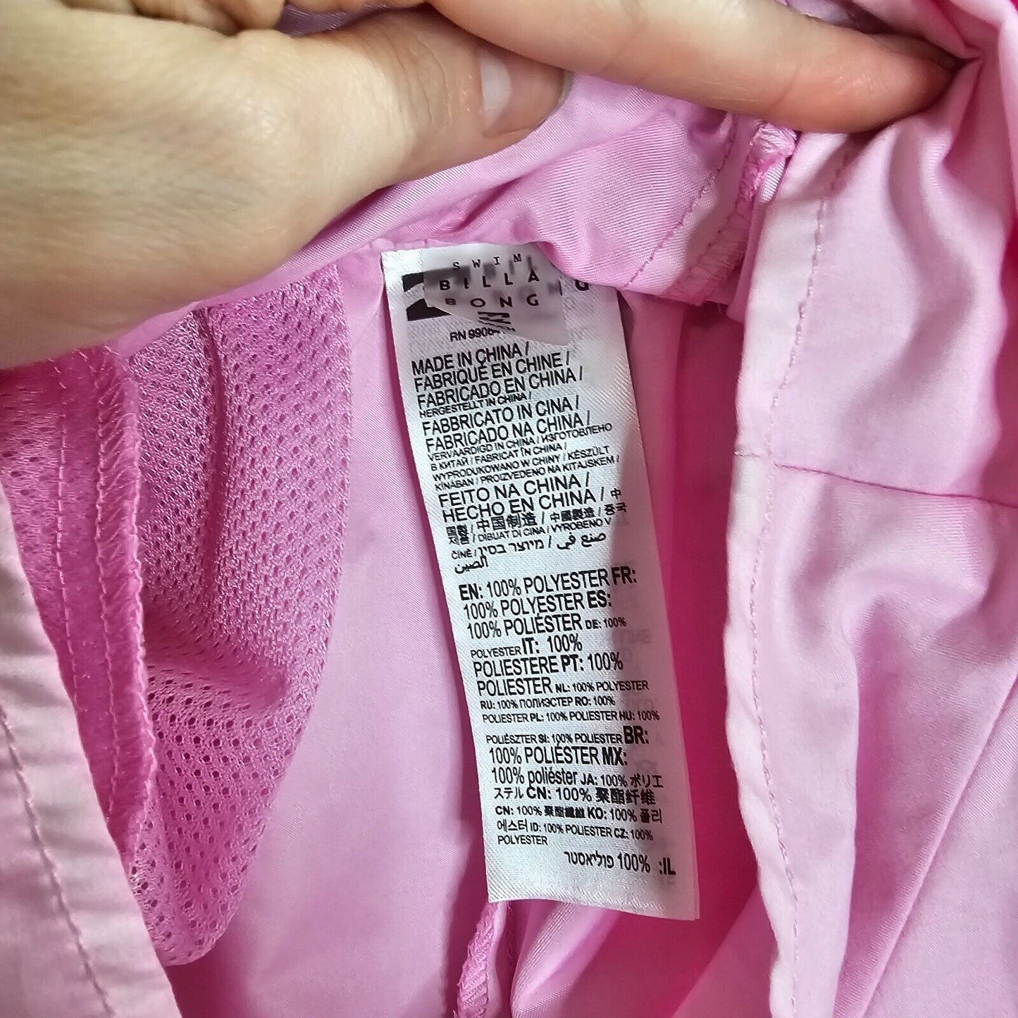 Billabong Pastel Bright Pink Drawstring Waist Welt Pocket Logo Gym Shorts Small