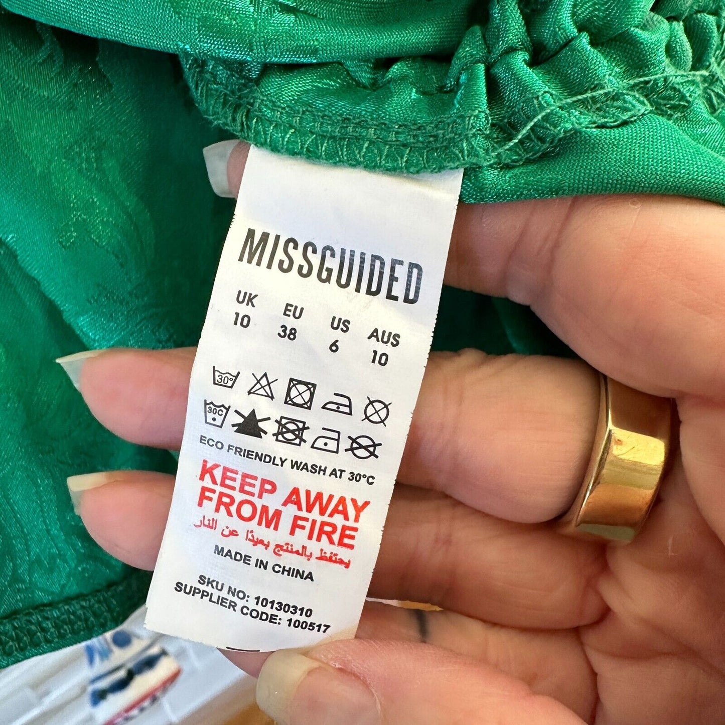 Missguided Emerald Green Satin Ruched Side Spaghetti Strap Mini Slip Dress 6