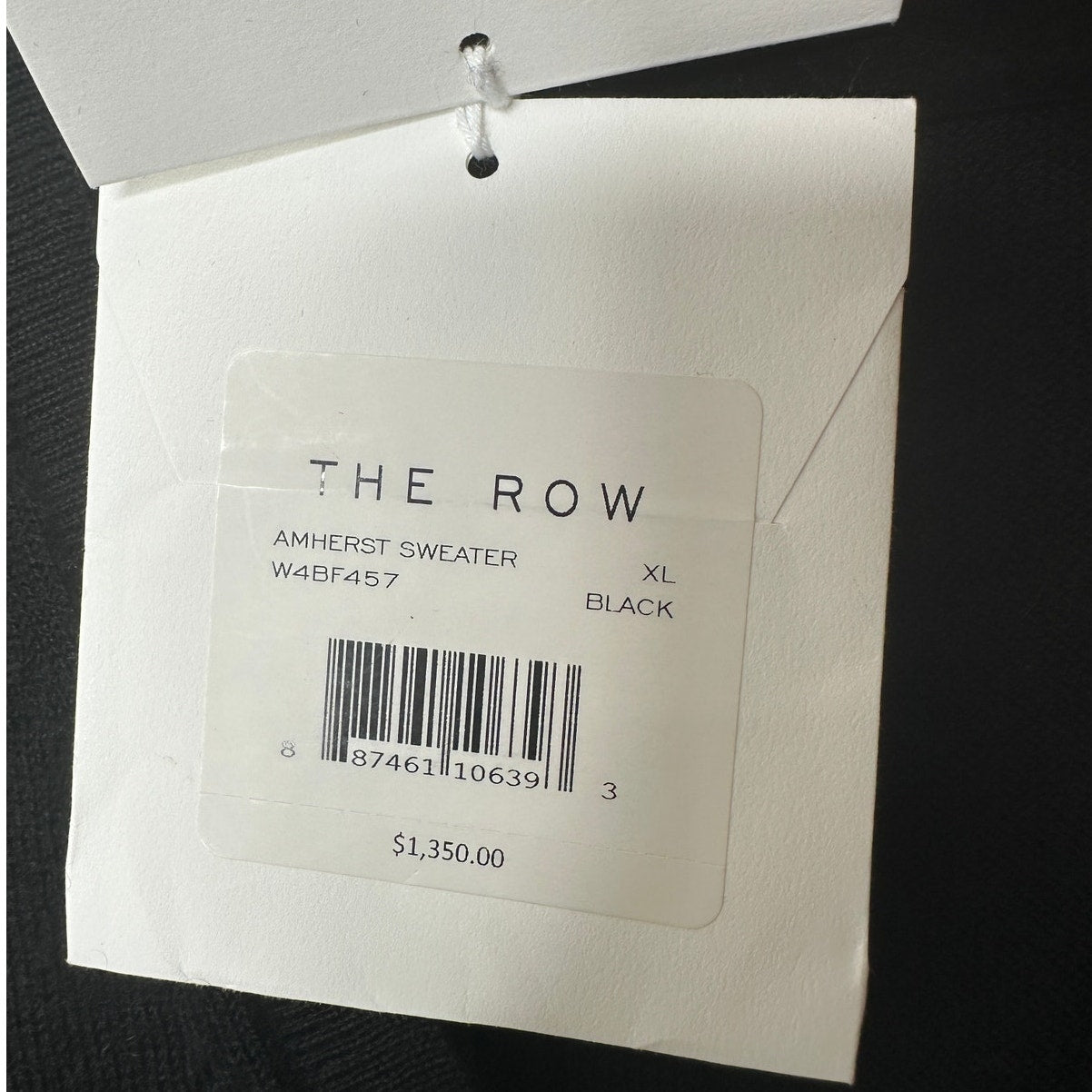 NWT The Row Black Amherst V-Neck Long Sleeve Cashmere Blend Sweater XL