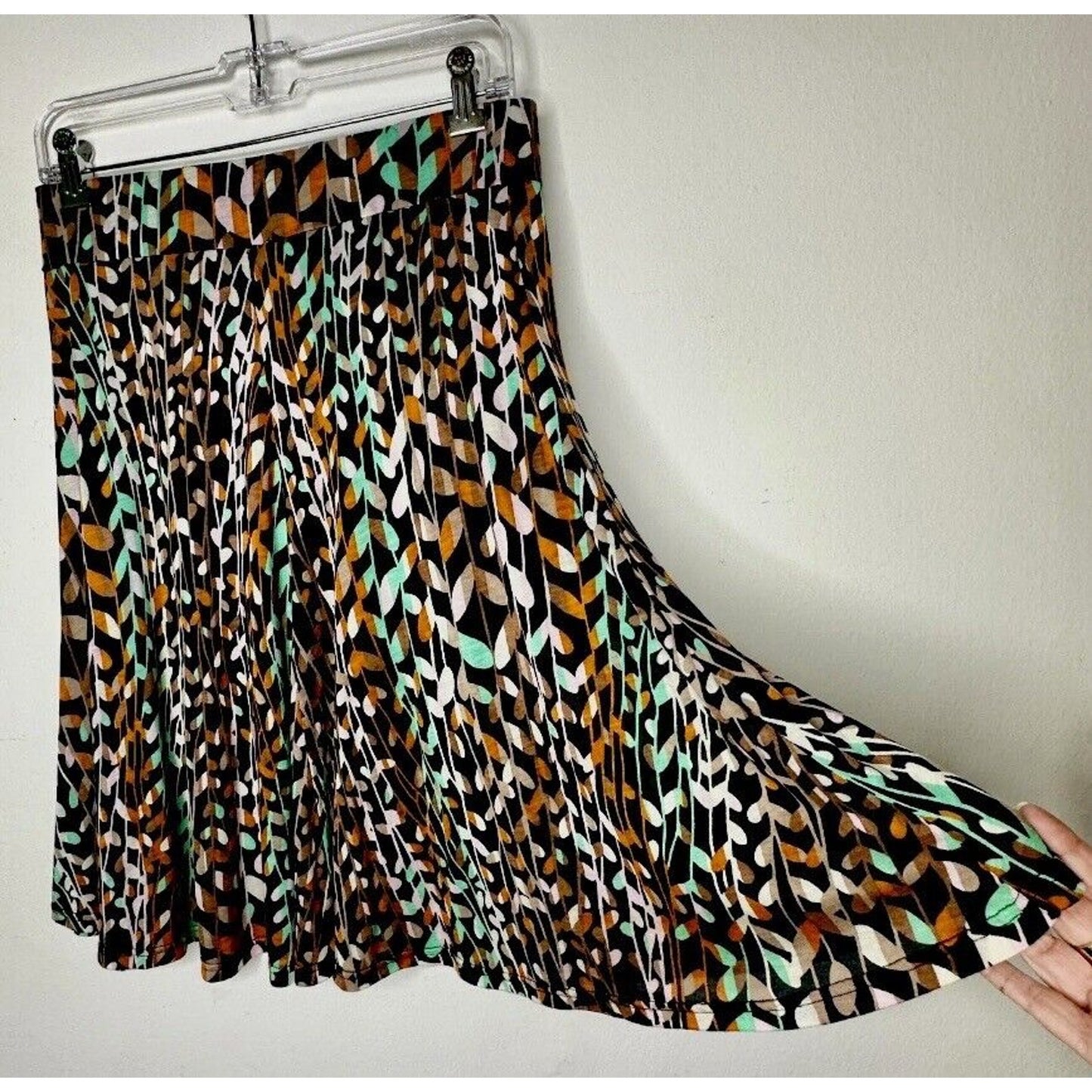 Vintage Y2K Stunning Missoni Teal White & Orange Abstract Floral Jersey Skirt 10