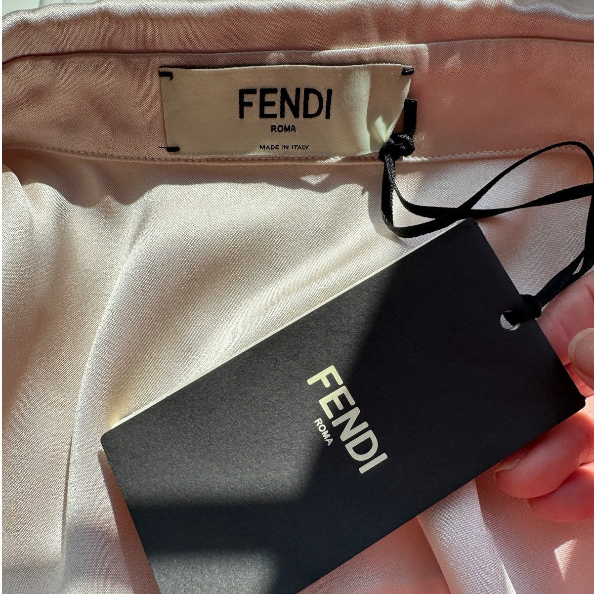 NWT Fendi The Abito Fluid Draped Daily Dress Top in Almond 100% Silk 40 / 8