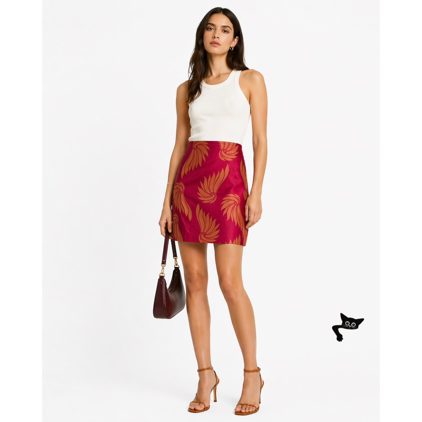 Dries Van Noten Fuchsia Peach Shell Silk Skirt US 12