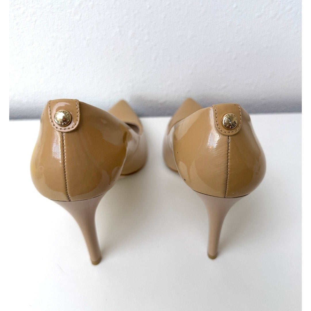 Michael Kors Alina Flex Faux Patent Pumps Tan Womens 8M