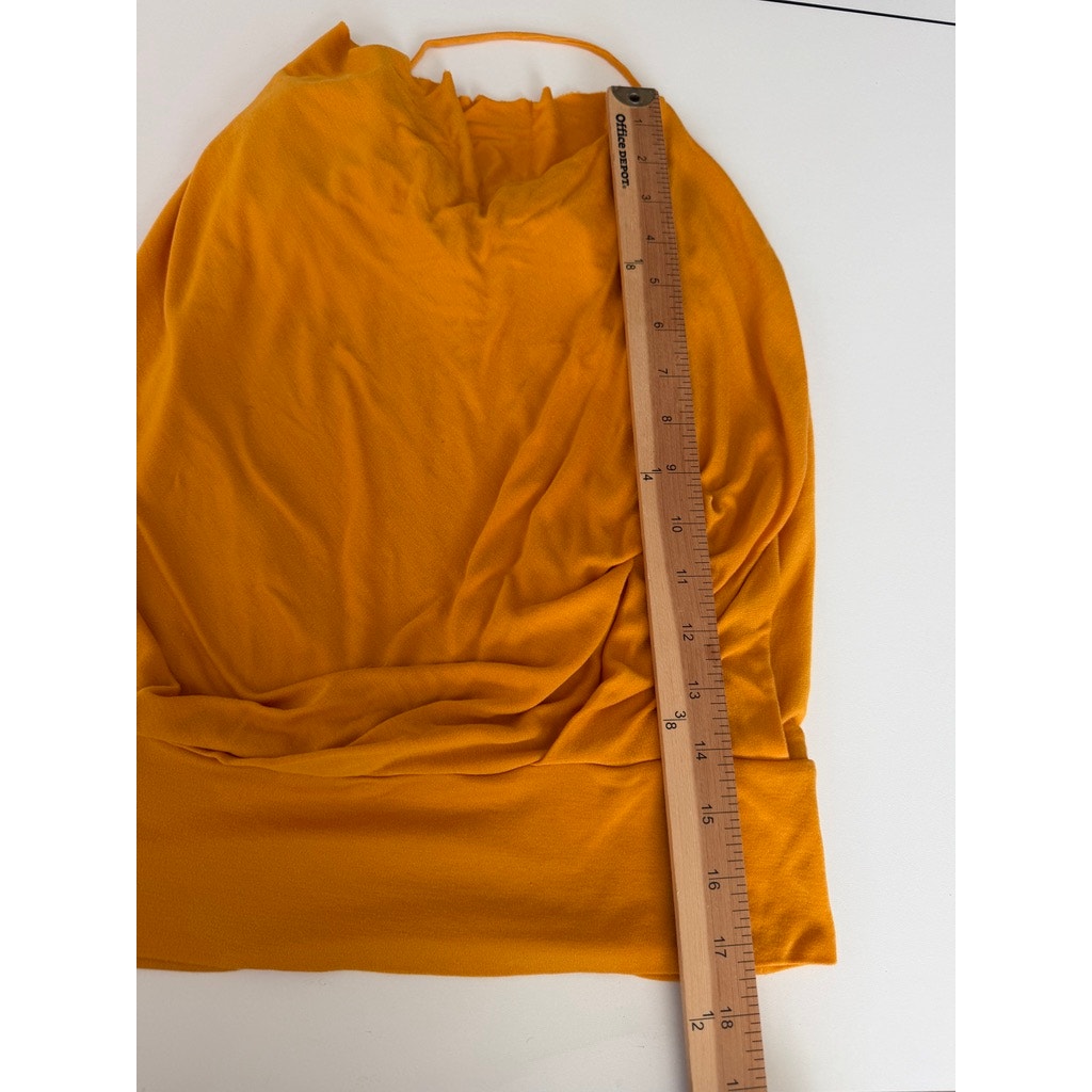 BCBGMAXAZRIA Orange Simone Flame Drape Open Criss Cross Tie Back Summer Top XS