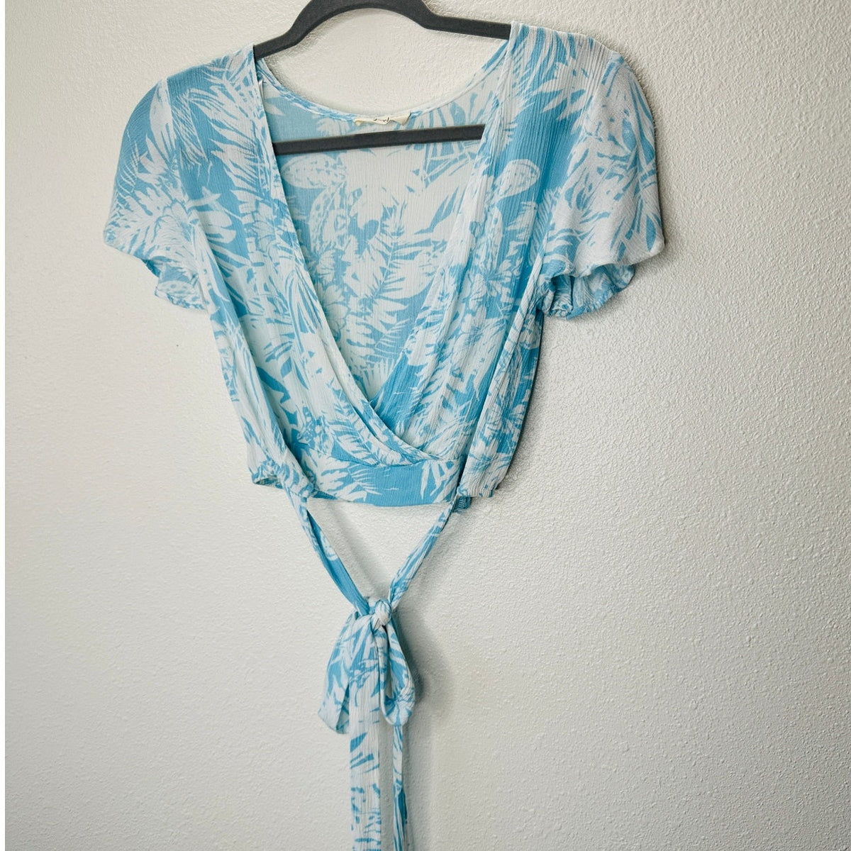 Sugarcloth SET Ivory Blue Floral Crop Top & Faux Wrap Skirt S