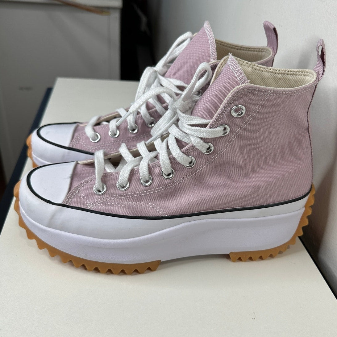 Converse Run Star Hike High Top Platform Sneaker Pink & White W 9 / M 7