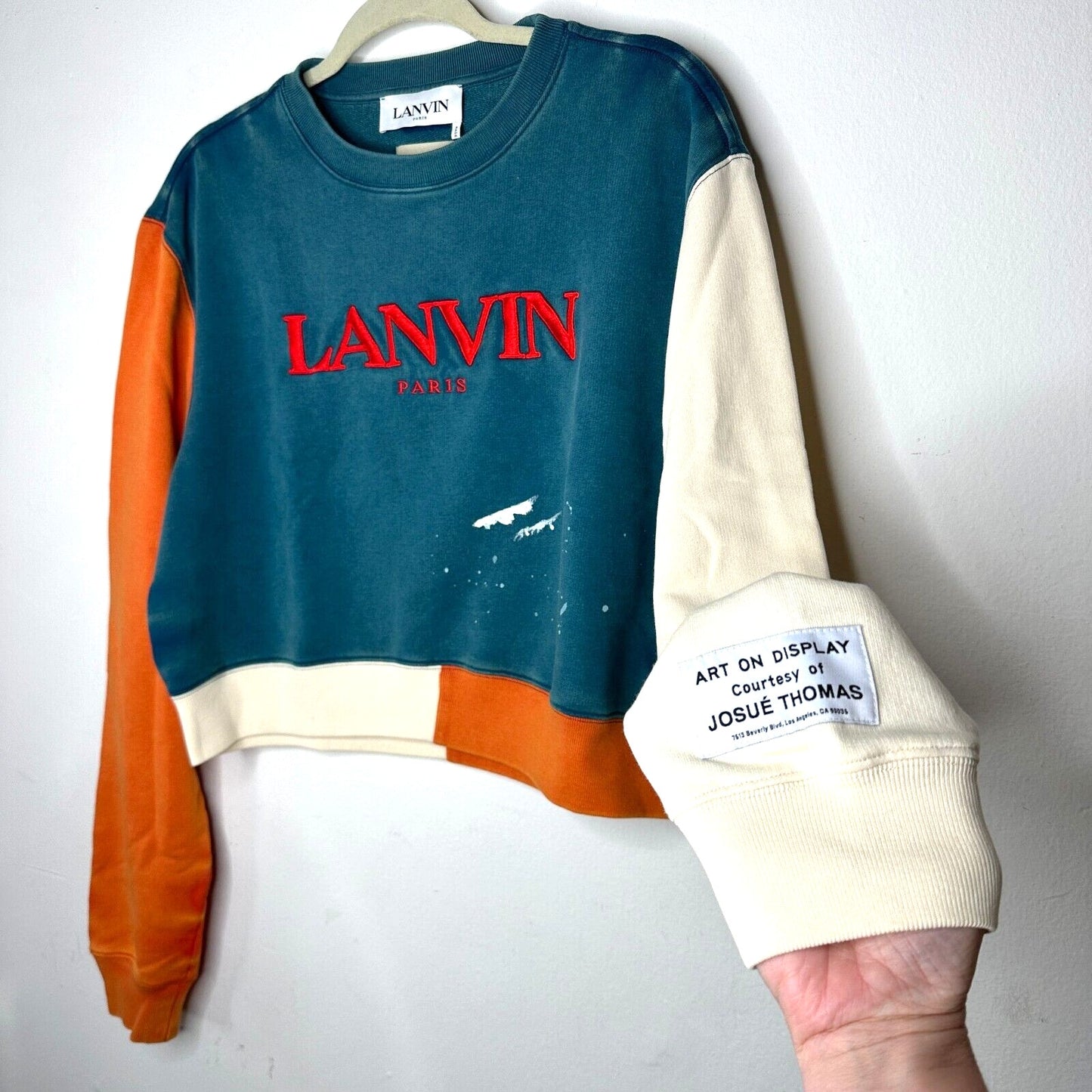 Gallery Dept. x Lanvin Orange Cream & Teal Long Sleeve Logo Art Sweatshirt S