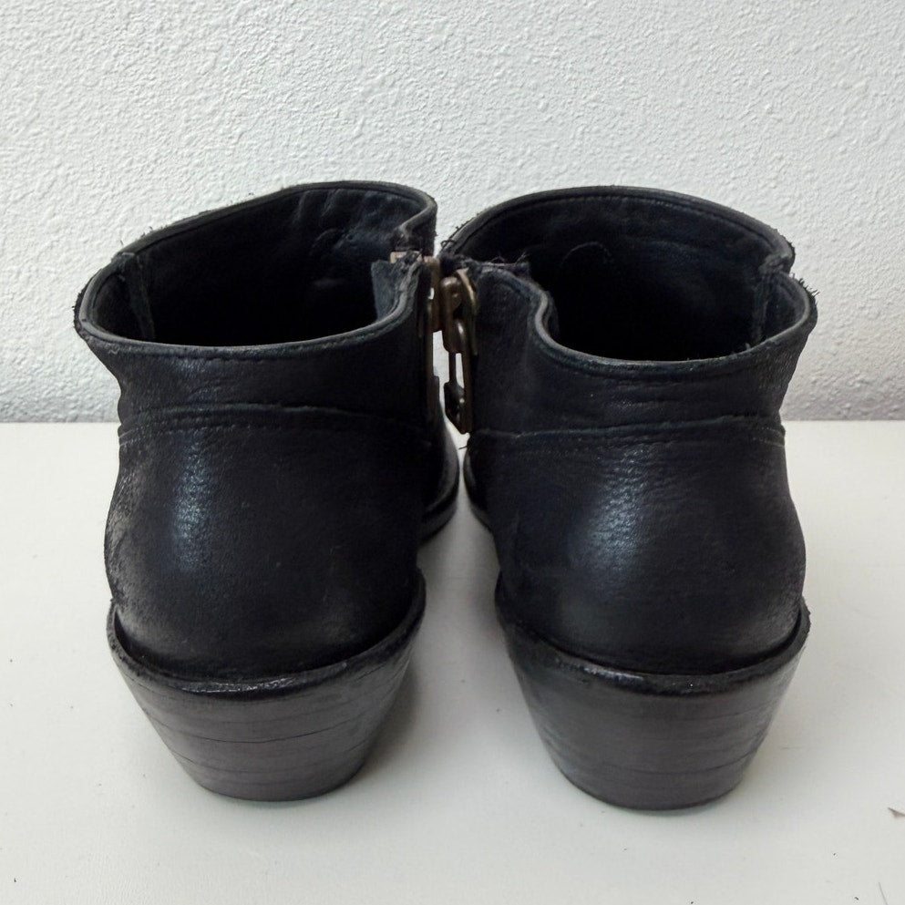 Anine Bing Lou Boot Black Leather Western Ankle Boots Size US 8 EU 38