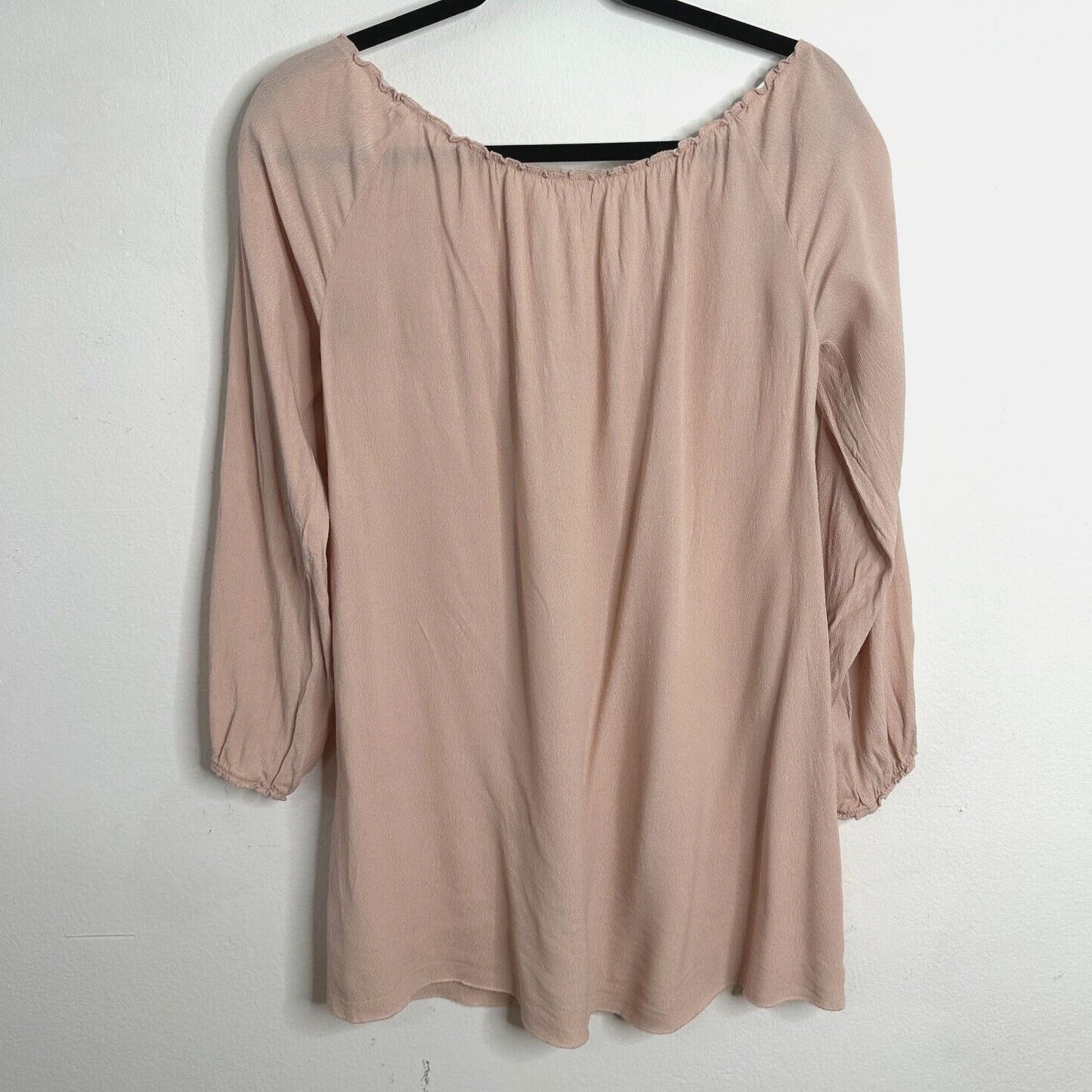 American Vintage Blush Off Shoulder 3/4 Sleeve Flowy Button Up Blouse Top Small