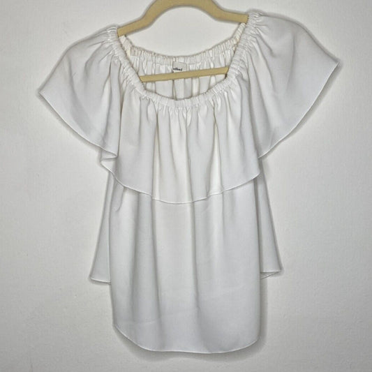 Aritzia Wilfred Silk Promener Off Shoulder Flowy Ruffle Blouse Off White Small