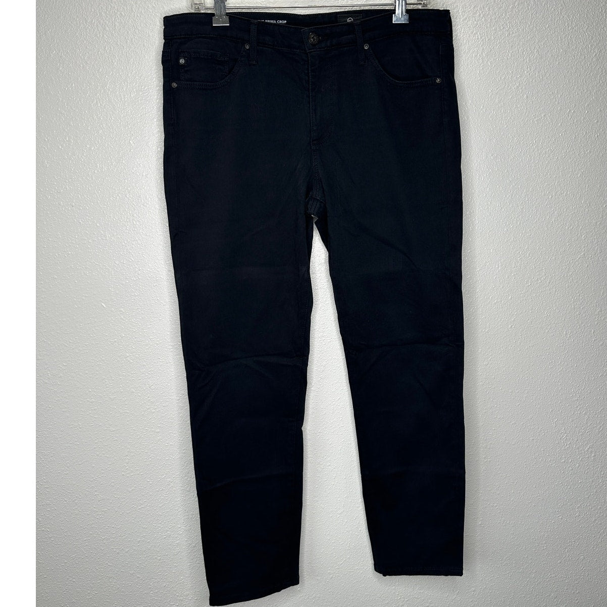 AG Worn Black Suede Look Prima Crop Cigarette Crop Jeans 30