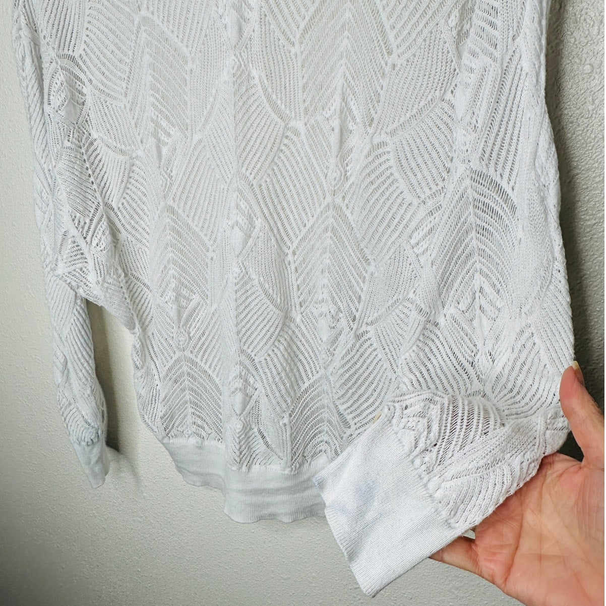 IRO Dusk White Crochet V Neck Lightweight Sweater Dolman Sleeves XS