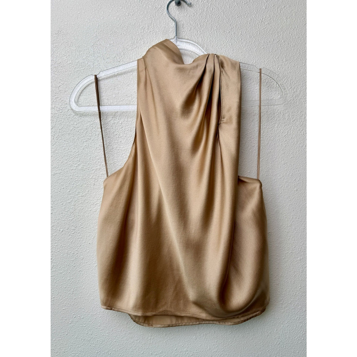 The Sei Champagne Silk High Neck Drape Blouse Women's US 2