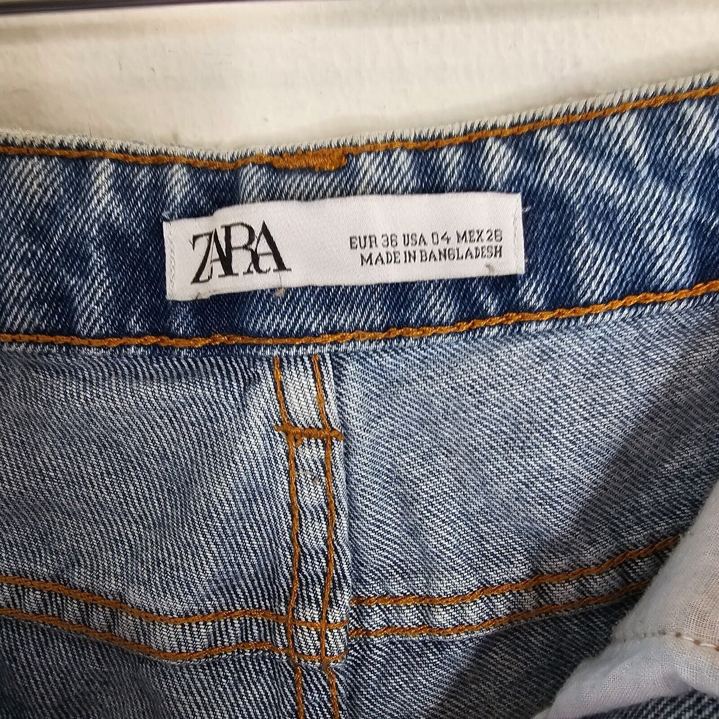 Zara High Waist Medium Wash Extreme Distressing Raw Hem Denim Jean Shorts 4