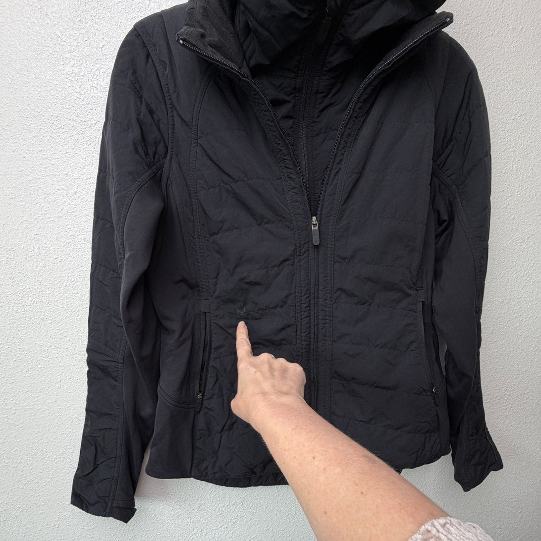 Lululemon Black Hooded Double Zip Insulated Jacket Women's Size 10