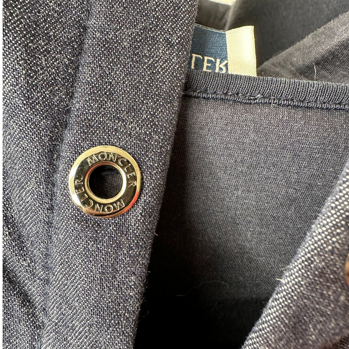 Moncler Maglia Cardigan Dark Wash Denim Blue Zip Hooded Jacket L