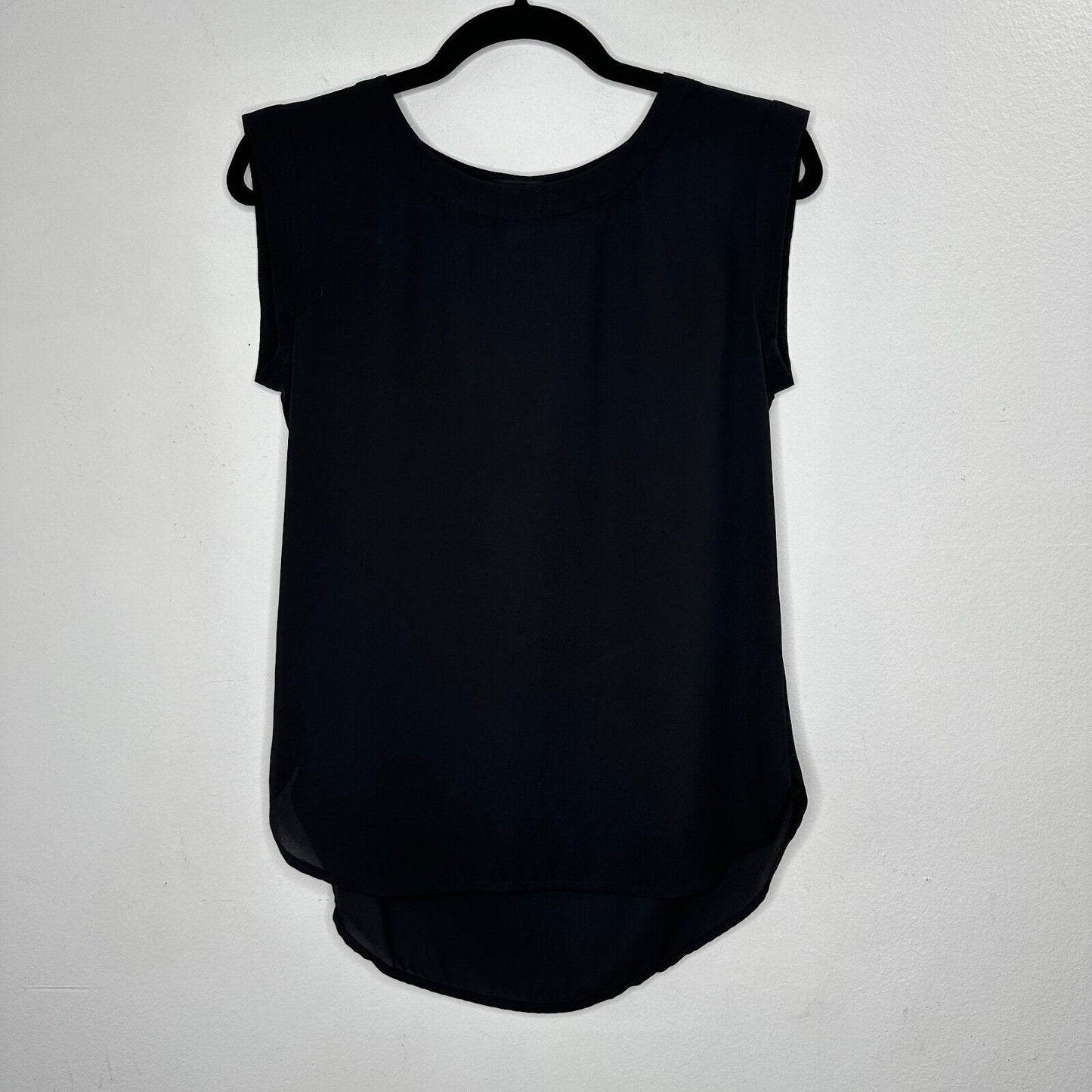 J. Crew Black Sleeveless Banded Neck and Sleeve Round Hem Side Slit Blouse 0