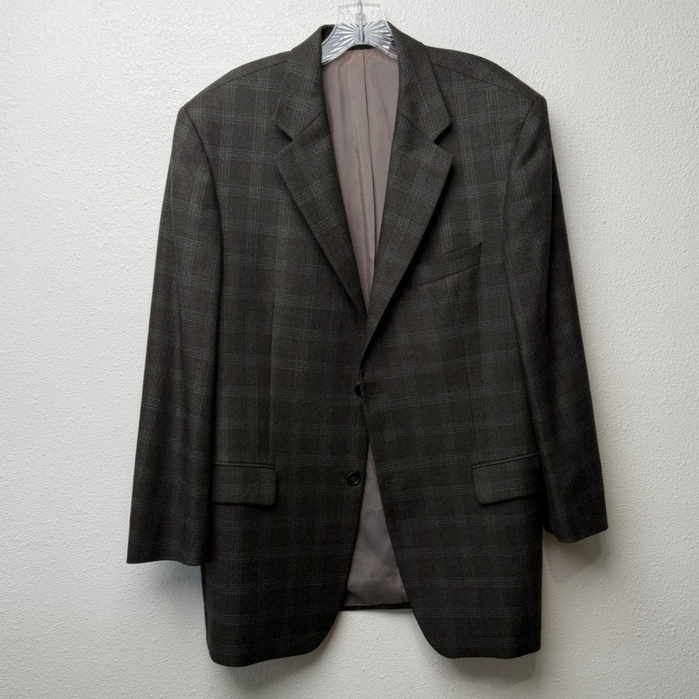 Hugo Boss Men’s 42R Brown Plaid Blazer Sport Coat Jacket