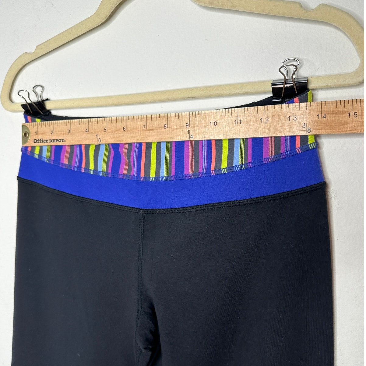 Lululemon Black Groove Flair Pant Multi Color Stripe Waistband Flare Leg 6