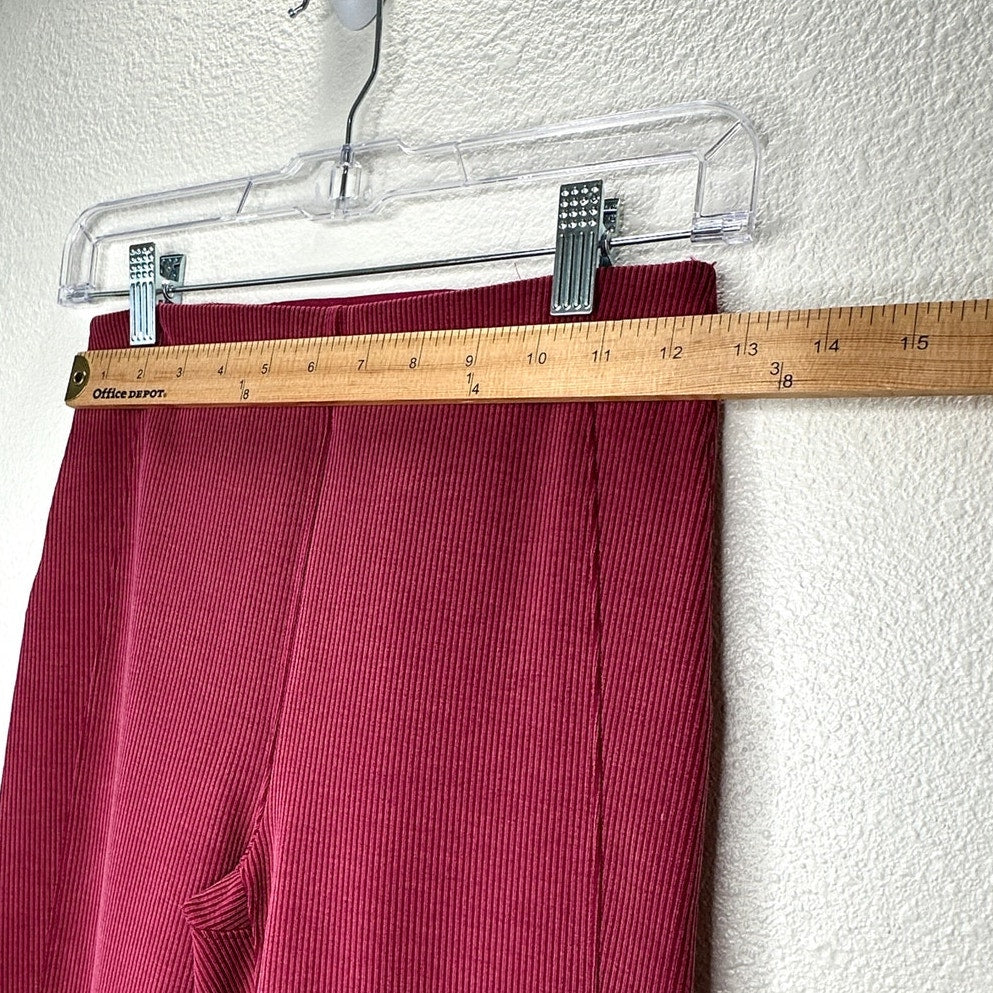 Lululemon Dark Pink Pomegranate Brushed Softstreme Ribbed Zip Flared Pant 4