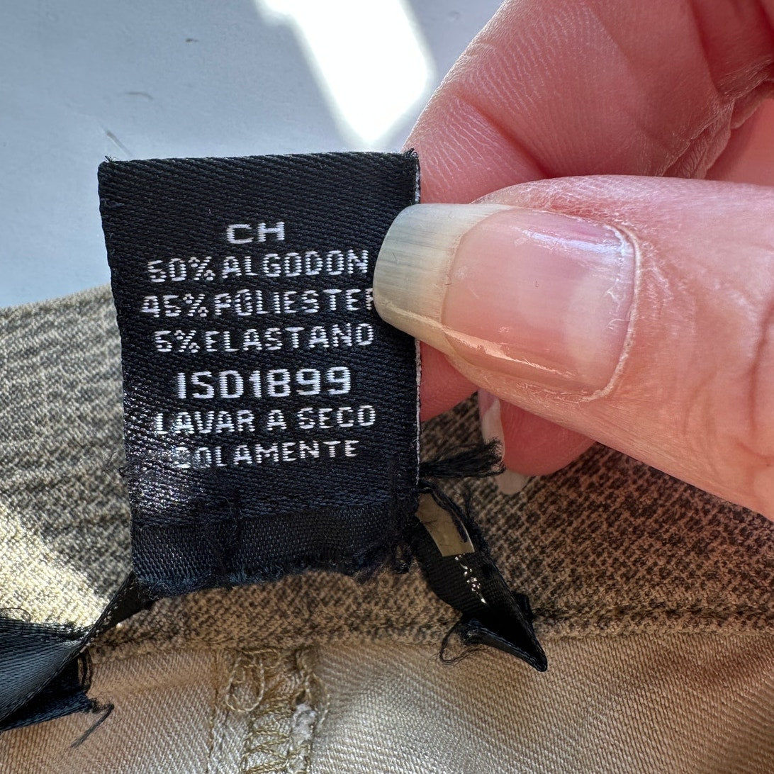 Caribbean Queen Muted Yellow Gray Snakeprint Front Zip Button Jeggings S