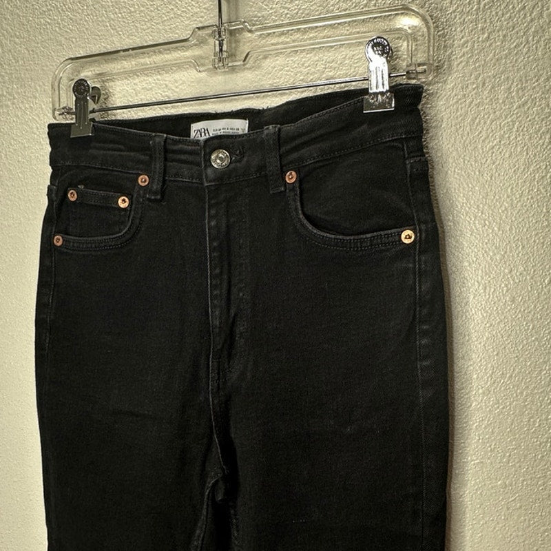 Zara Black High Waist Slim Fit 5 Pocket Jeans 6
