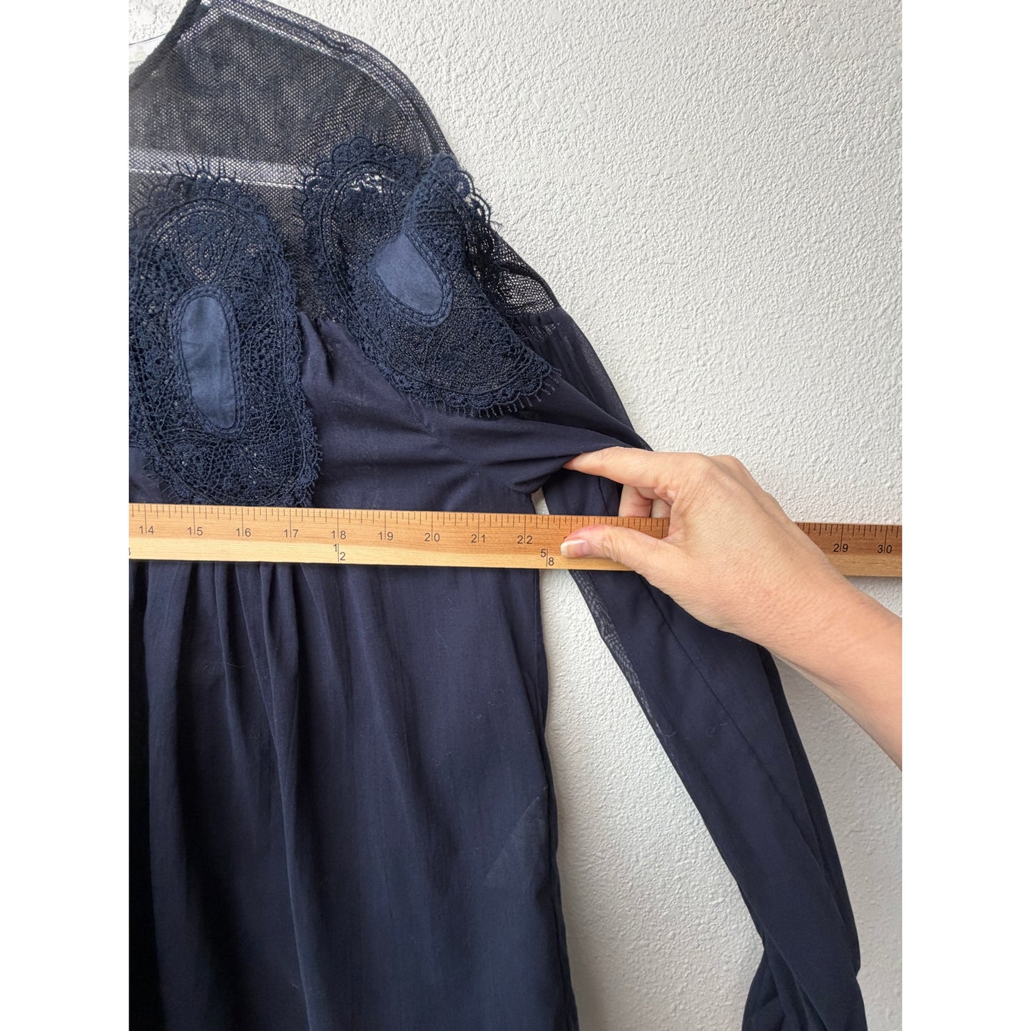 Chloe Womens Navy Lace Mesh Babydoll Blouse US 6