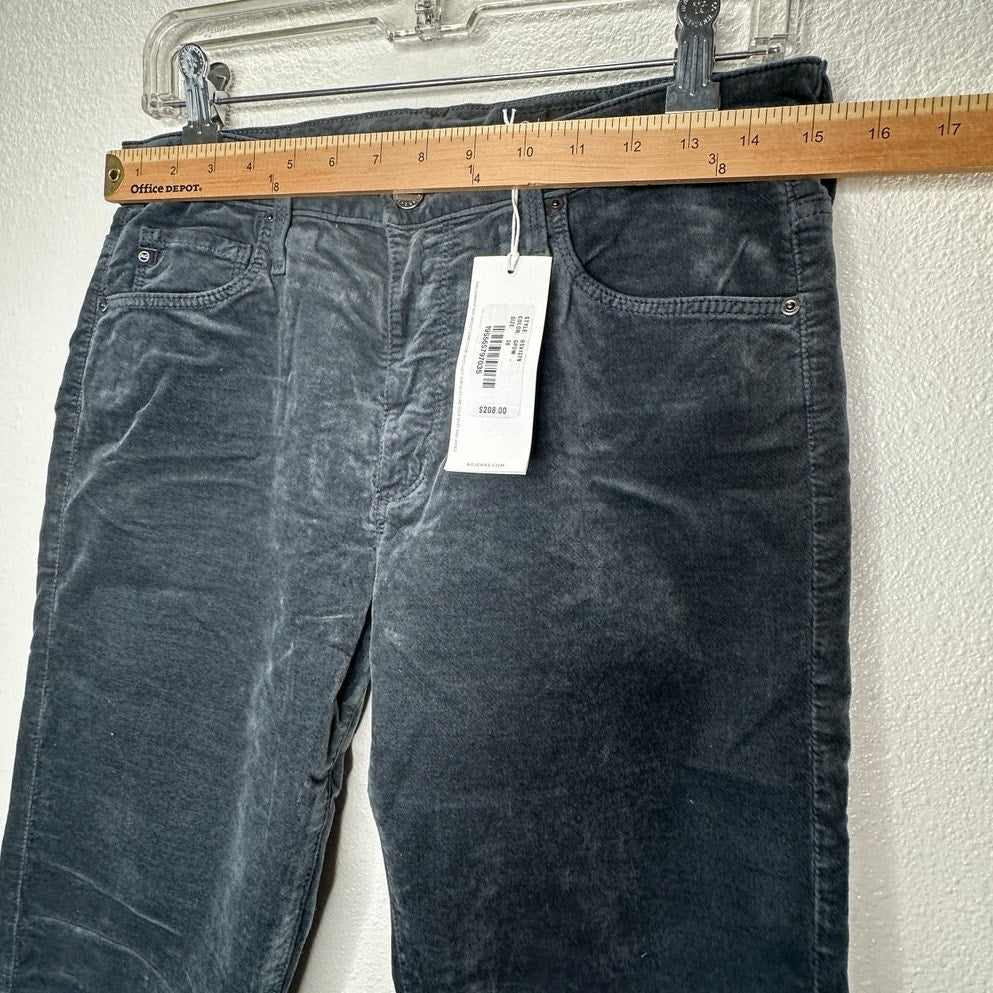 NWT AG Adriano The Farrah Steel Gray High Waist Skinny Velvet Jeans