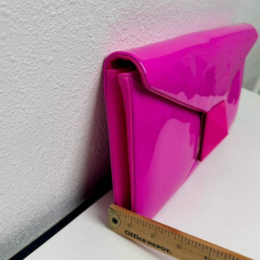 Valentino Hot Pink Patent Leather Large Envelope Clutch