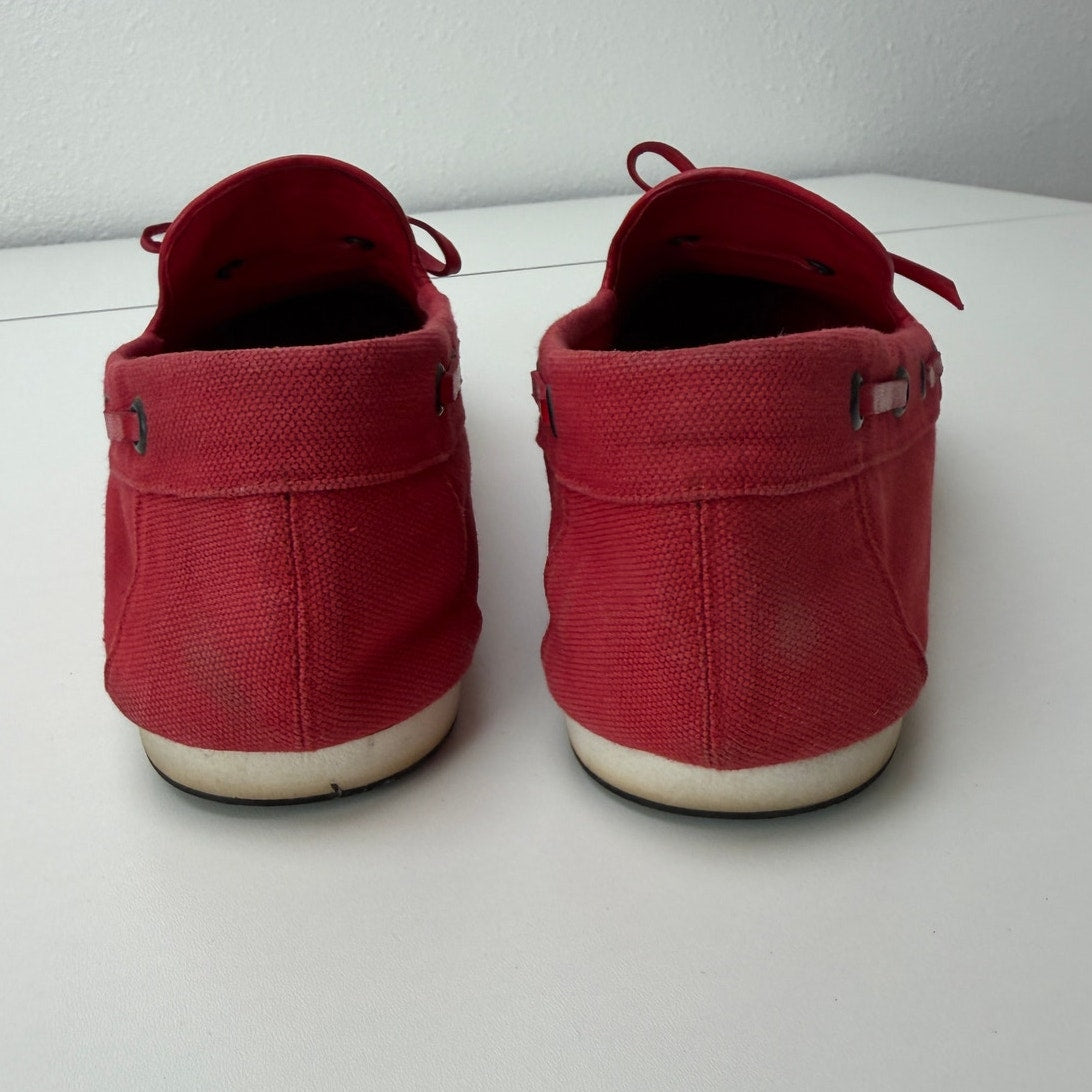Hermès Red Canvas Boat Shoes Men's EU 43.5