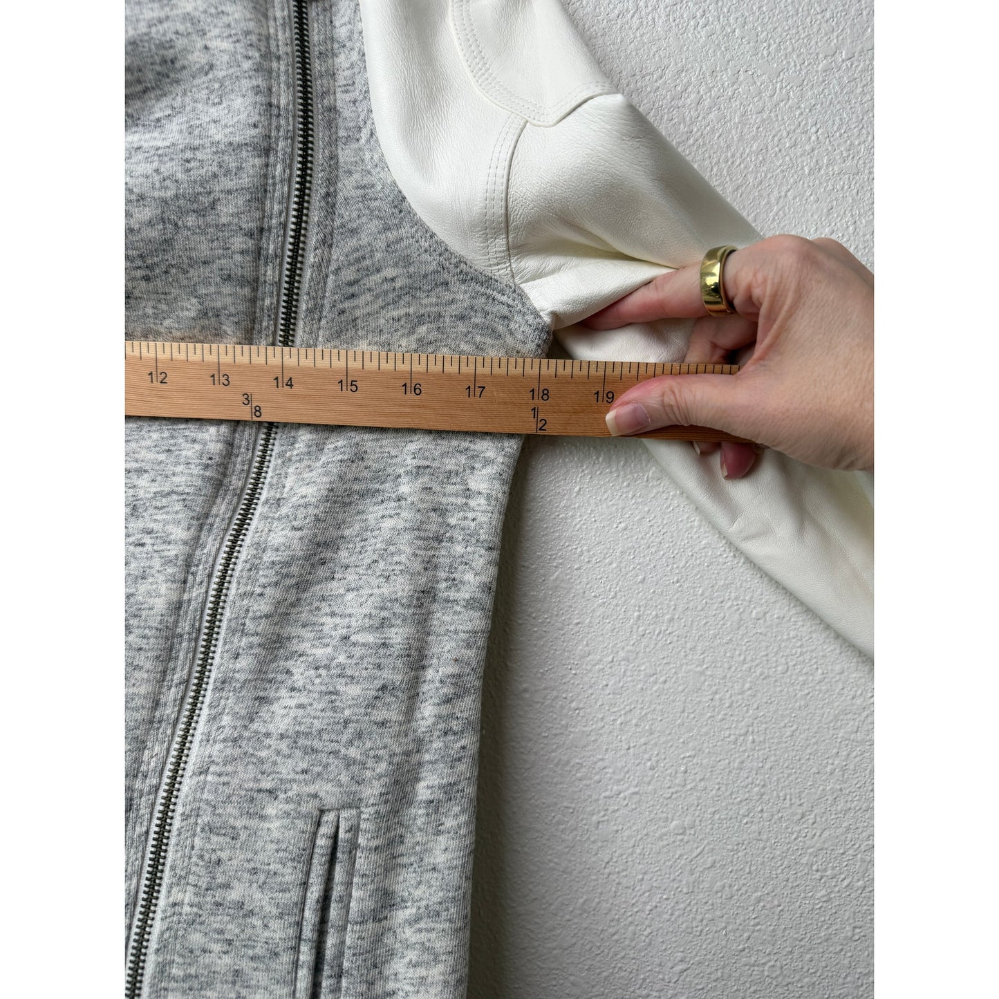 Truth and Pride Ivory Leather Heathered Zip Jacket Womens XS