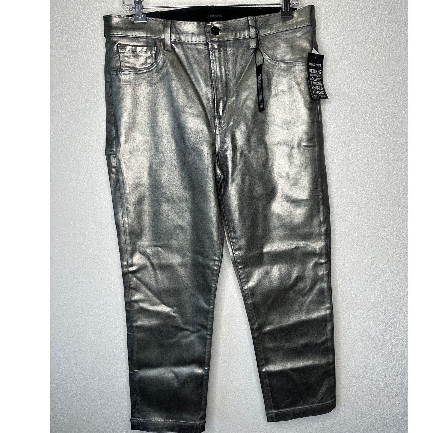 NWT J Brand Galactic Silver Ruby High Rise Crop Cigarette Jeans 32 / 14
