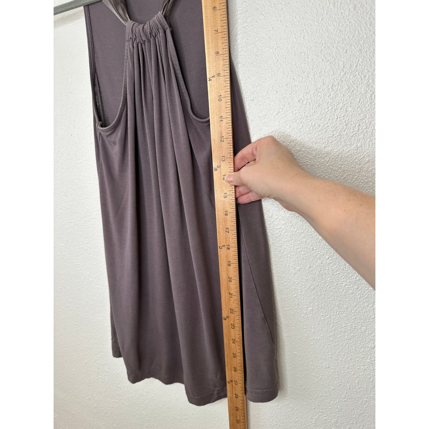 Esprit Gray Satin Strap Racer Front Flowy Tank Top