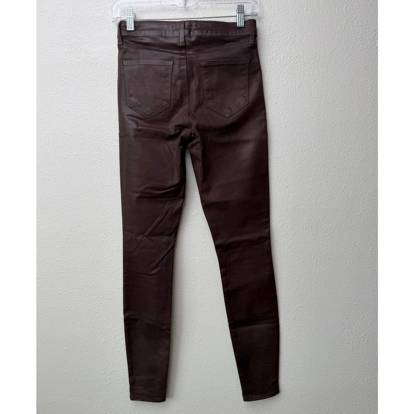 L'Agence Marguerite High Rise Coated Skinny Jeans in Chocolate Size 25
