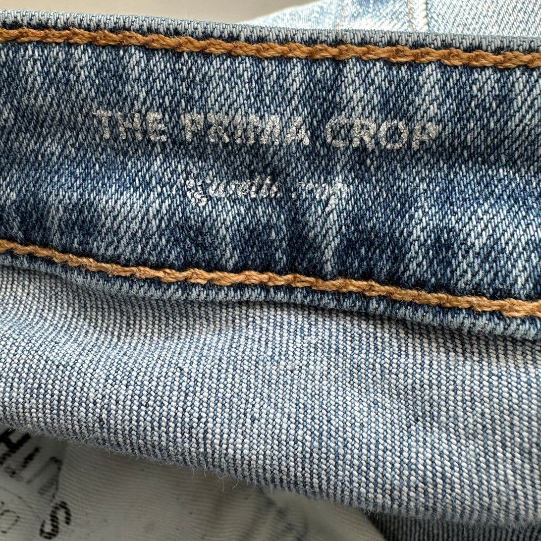 AG Prima Crop Cigarette Jeans Medium Wash Whiskered Size 32R
