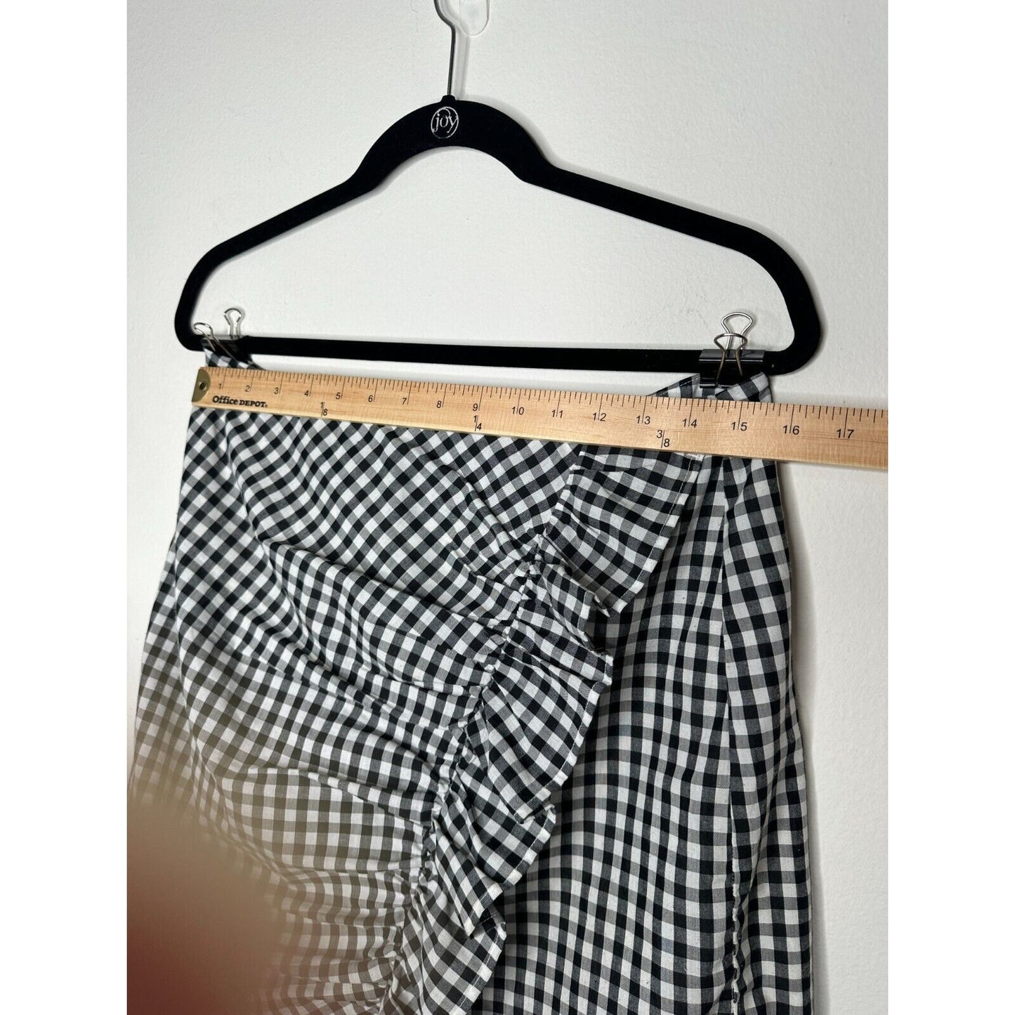 LOVERS + Friends Sassy Lisa Gingham Black White Check Ruffle Mini Skirt Large