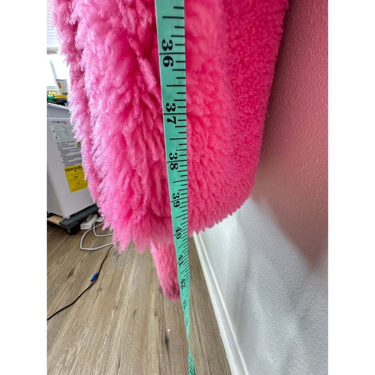 Celine Pink Shearling Belted Longline Coat Women’s Size 8