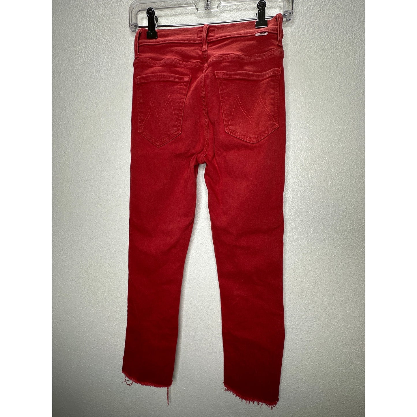 Mother Hotrod Red Insider Crop Step Fray Second Chance Jeans 26