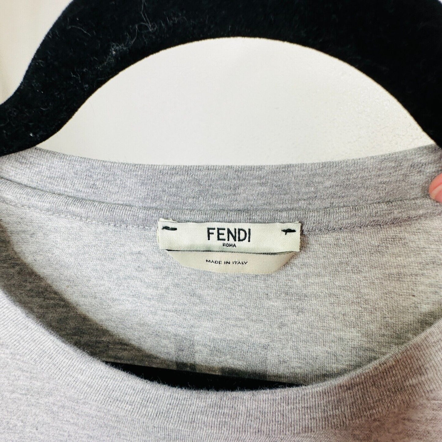 Fendi Gray Short Sleeve Appia Antica Blvd Fendi Roma logo Tee Bead Sequin Top L