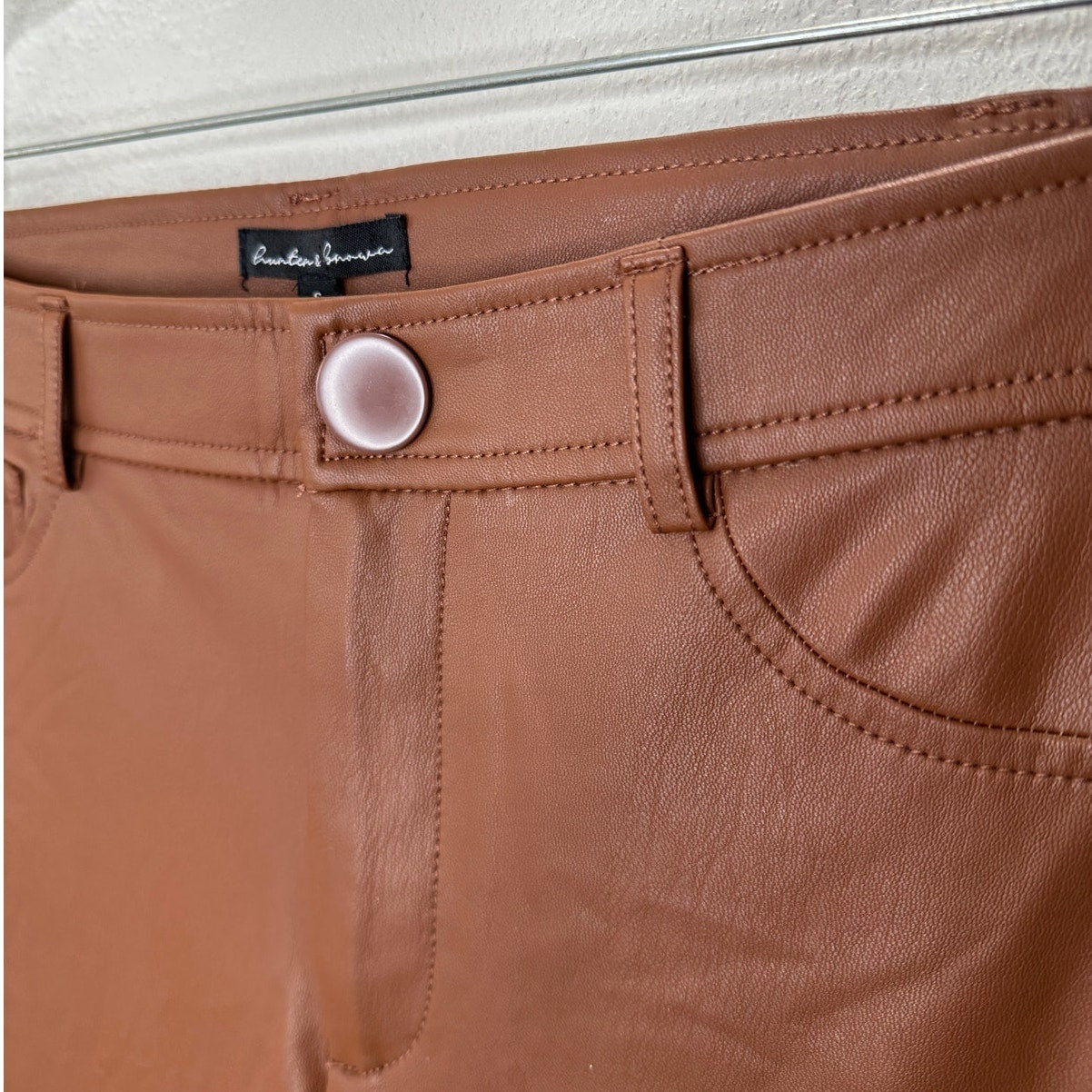 NWT Hunter & Brown Chocolate Faux Leather High Waist Skinny Pant S