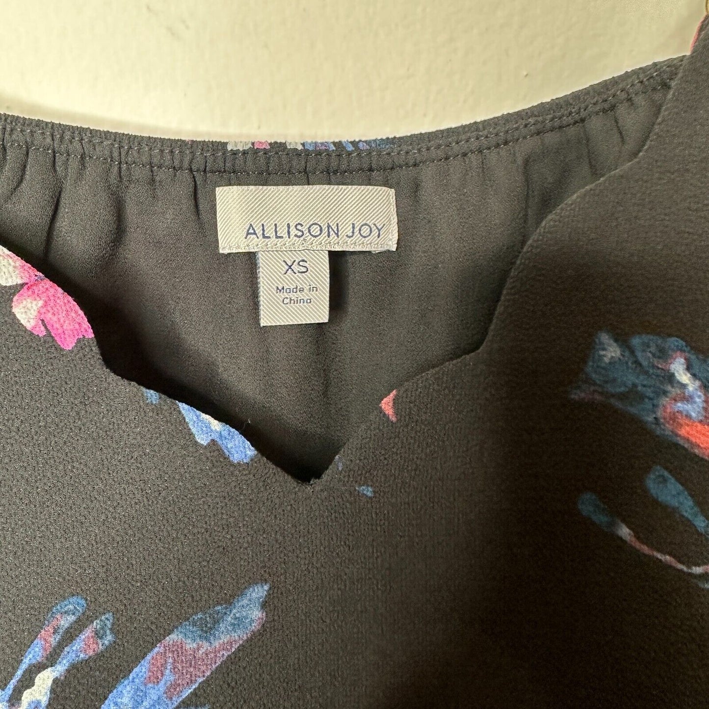 Allison Joy Black Pink Blue & White Floral Scallop Neck Camisole Tank Top XS